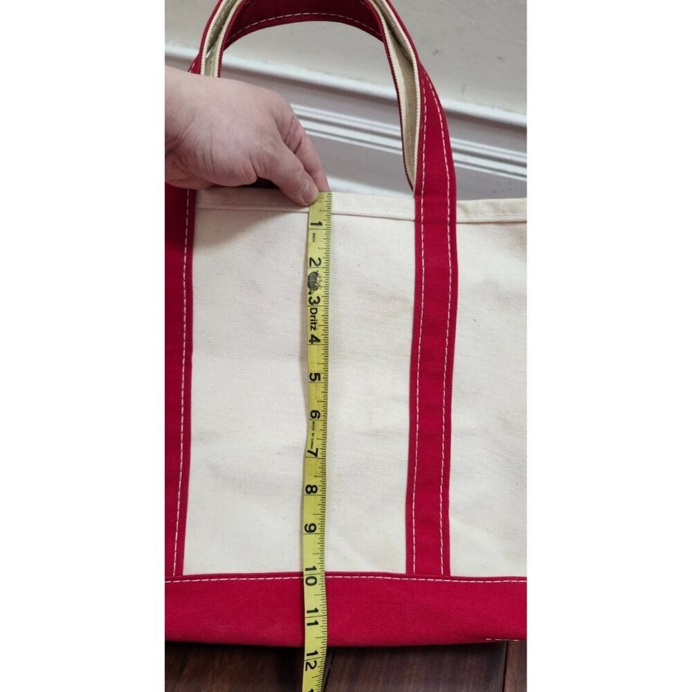 Vintage L.L.Bean Boat And Tote Canvas Bag Medium Red Trim Made In USA Classic - Picture 12 of 13